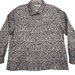 Chico's | Silver Metallic Jacquard Shirt Jacket | Size XL